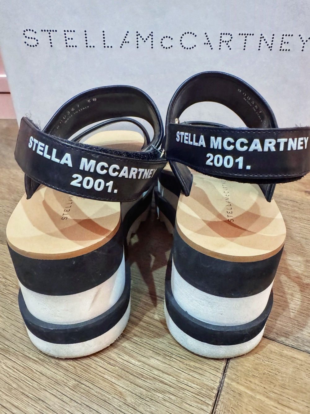 Stella McCartney Black and White Sneak Elyse Platform Sandals - Picture 3 of 5